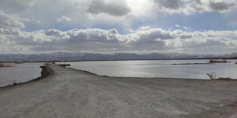 Van'da karların erimesiyle Çaldıran Ovası göle döndü
