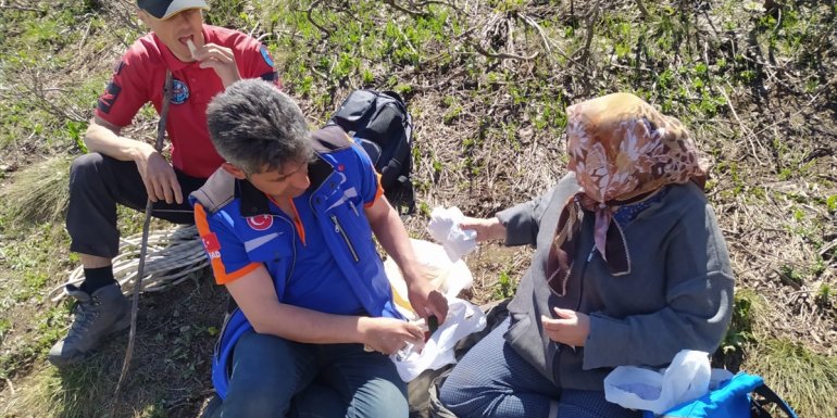 Erzincan'da ışkın toplarken ayağını kıran kadını AFAD, UMKE ve JAK ekipleri kurtardı