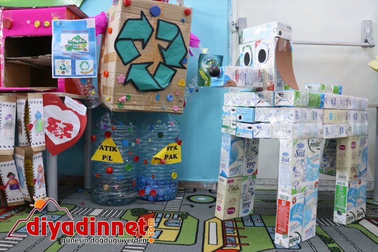 öğrencilerinden kostüm atık defilesi malzemelerle Ağrı