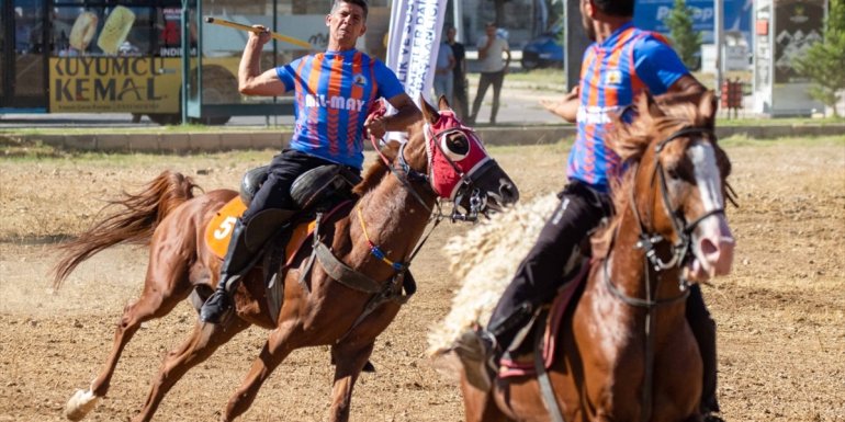 Malatya'daki kayısı festivalinde atlı cirit gösterisi sunuldu