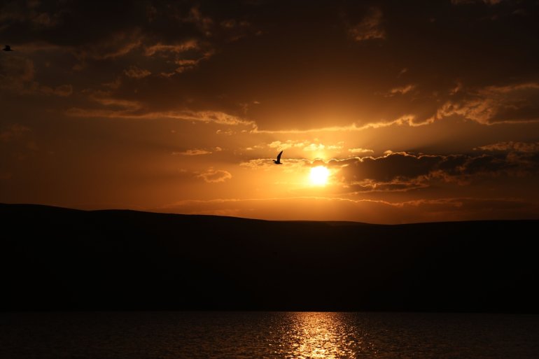 Balık yansıyor gün Gölü