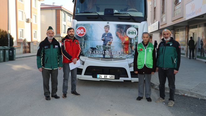 Erzincan'da hayırseverlerden temin edilen 27 ton kömür İdlib'e gönderildi