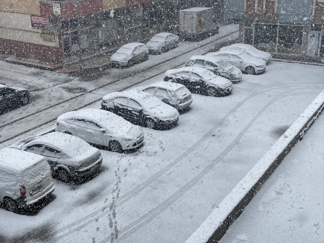 Ağrı'da etkili olan kar etrafı beyaza bürüdü
