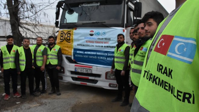 Irak Türkmenlerinin gönderdiği yardım tırları Malatya'ya ulaştı