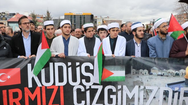 Erzurum ve Iğdır'da İsrail'in Gazze Şeridi'ne yönelik saldırılarına tepki