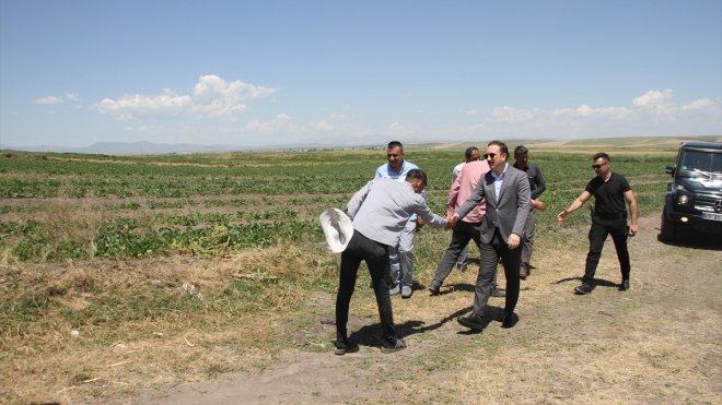 Malazgirt Kaymakamı Bayram, tarlada çiftçilerle bayramlaştı