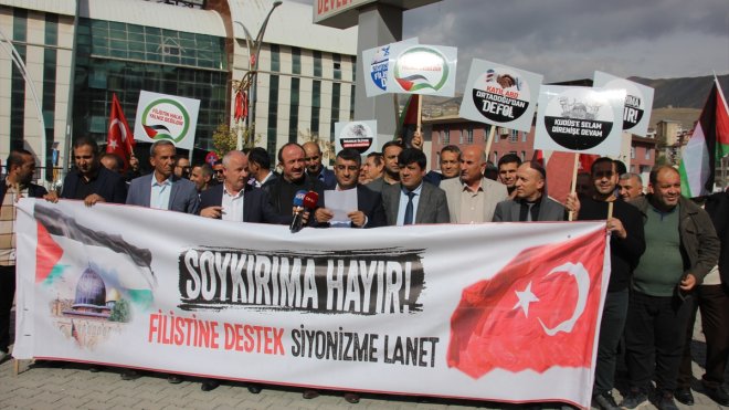 Hakkari ve Muş'ta İsrail'in Filistin'e yönelik saldırıları protesto edildi
