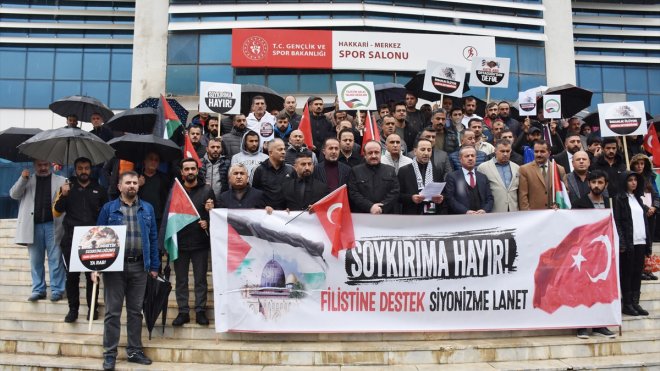 Hakkari'de spor camiasından İsrail'in Gazze'ye yönelik saldırılarına tepki