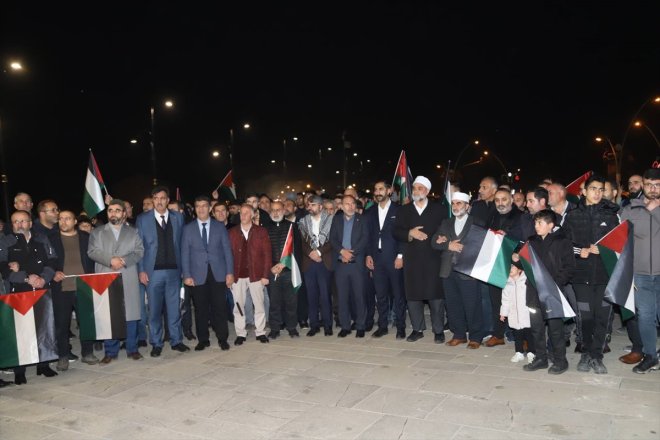 Ağrı'da Filistin'e destek yürüyüşü düzenlendi