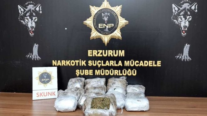 Erzurum'da bir araçta 3 kilo 819 gram skunk ele geçirildi