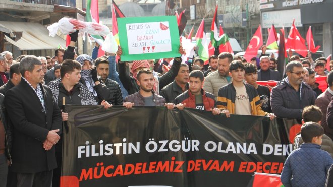 Bitlis'te vatandaşlar Filistin'e destek için yürüdü