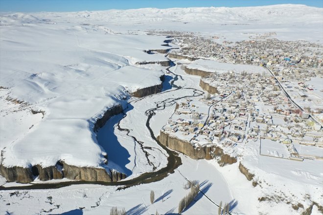 Murat dronla Kanyonu - görüntülendi Karla kaplanan AĞRI 3