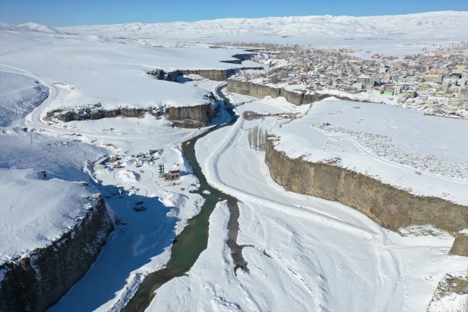 dronla görüntülendi Karla AĞRI kaplanan Kanyonu Murat - 4