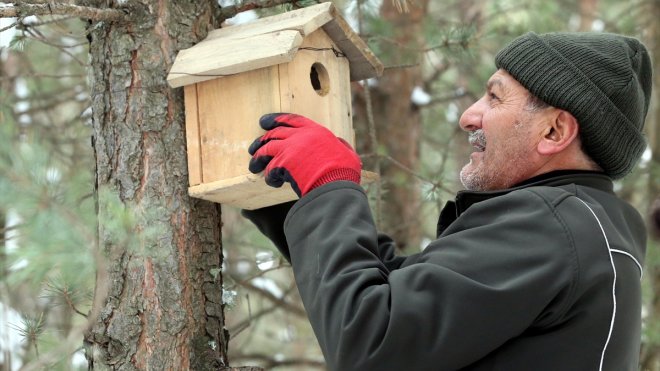 Ardahan'da yaban hayvanları için karla kaplı doğaya yem bırakıldı