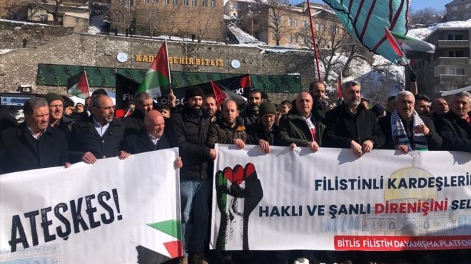 Bitlis'te İsrail'in Gazze'ye yönelik saldırıları protesto edildi