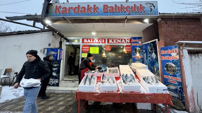 Elazığlı kadın, eşi ve iki oğluyla balıkçı dükkanı işletiyor