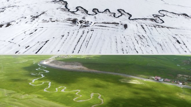 Kars-Ardahan sınırındaki menderesler her mevsim farklı güzelliğe bürünüyor