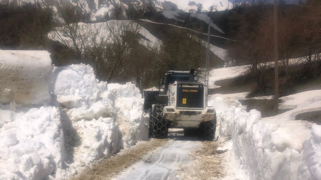 Yüksekova'da kar nedeniyle kapalı olan yollarda çalışmalar devam ediyor