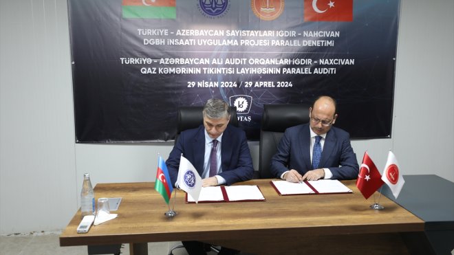 IĞDIR - Türkiye ve Azerbaycan Sayıştaylarından Iğdır-Nahçıvan Doğalgaz Boru Hattı inşaatının denetiminde işbirliği1