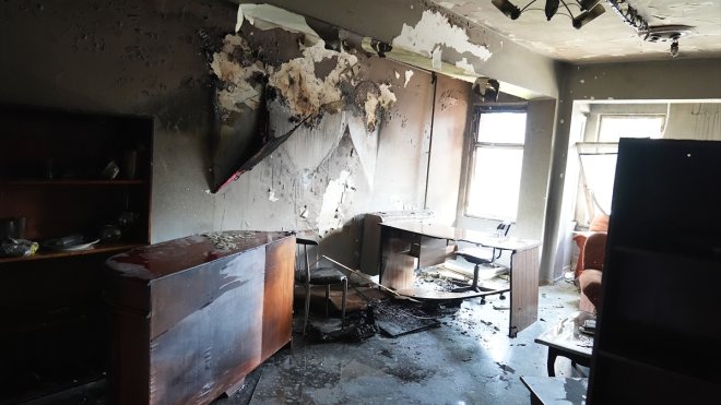 ERZURUM - Bir iş merkezinde çıkan yangın söndürüldü1