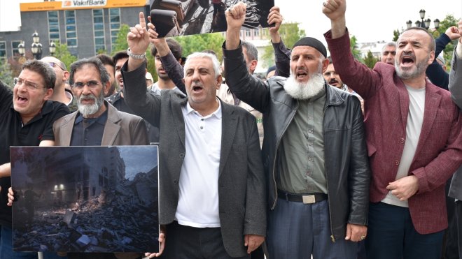 Erzurum'da İsrail'in Filistin'e yönelik saldırıları protesto edildi
