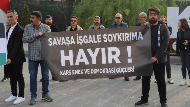 İsrail'in Gazze'ye yönelik saldırıları Kars'ta protesto edildi