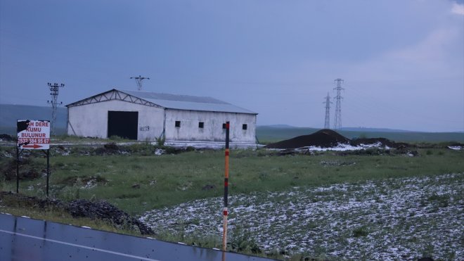 Kars'ta etkili olan dolu tarım arazilerine zarar verdi