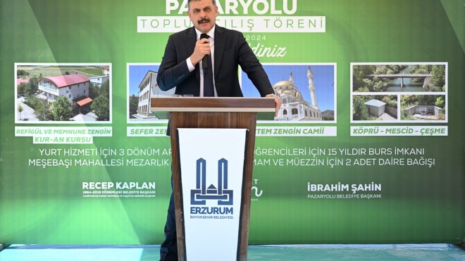 Erzurum Valisi Mustafa Çiftçi, Pazaryolu ilçesinde cami açılışına katıldı1