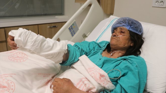 Erzurum'da hayvanlarına saman verirken yılanın ısırdığı kadın tedaviye alındı