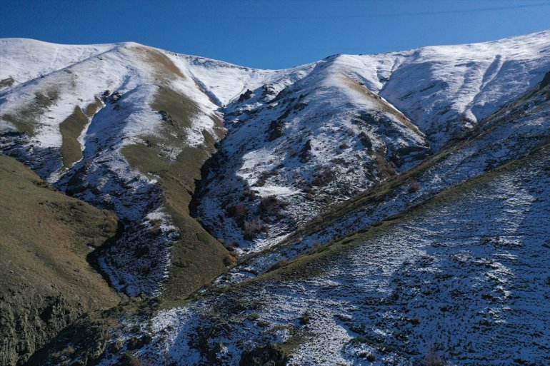 Ağrı dağlarının zirvesi beyaza, etekleri ise sonbahar renklerine büründü6