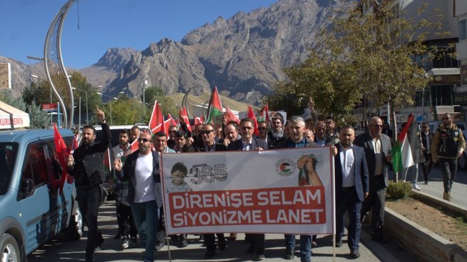 Hakkari'de İsrail'in Gazze'ye yönelik saldırıları protesto edildi