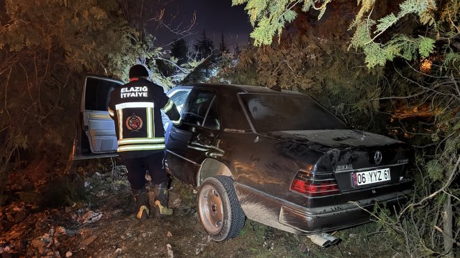 Elazığ'da ağaçlara çarpan otomobildeki 4 kişi yaralandı
