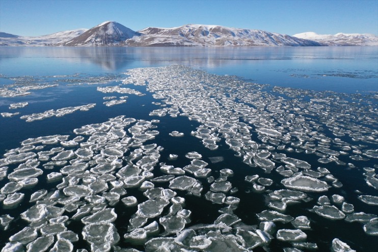 farklı Balık oluştu kütleleri buz şekillerde Gölü