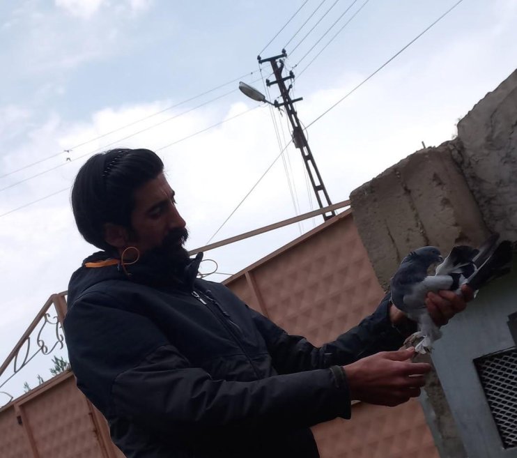 Soba yakarak güvercinlerini donmaktan koruyor1