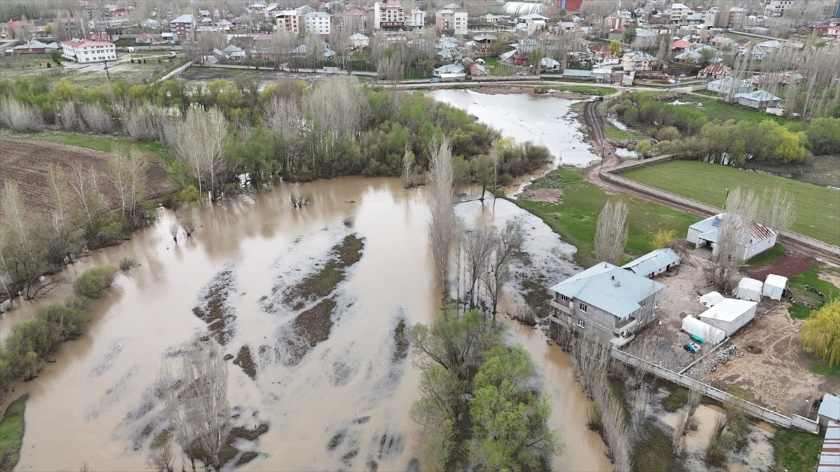 Ağrı'da sağanak nedeniyle Badişan Deresi taştı