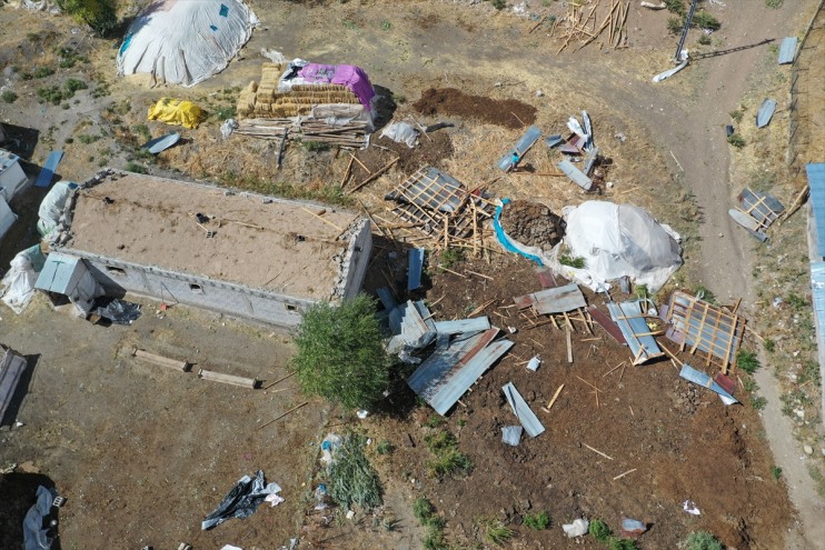 hortum gören ve görüntülendi fırtınadan dronla hasar Ağrı