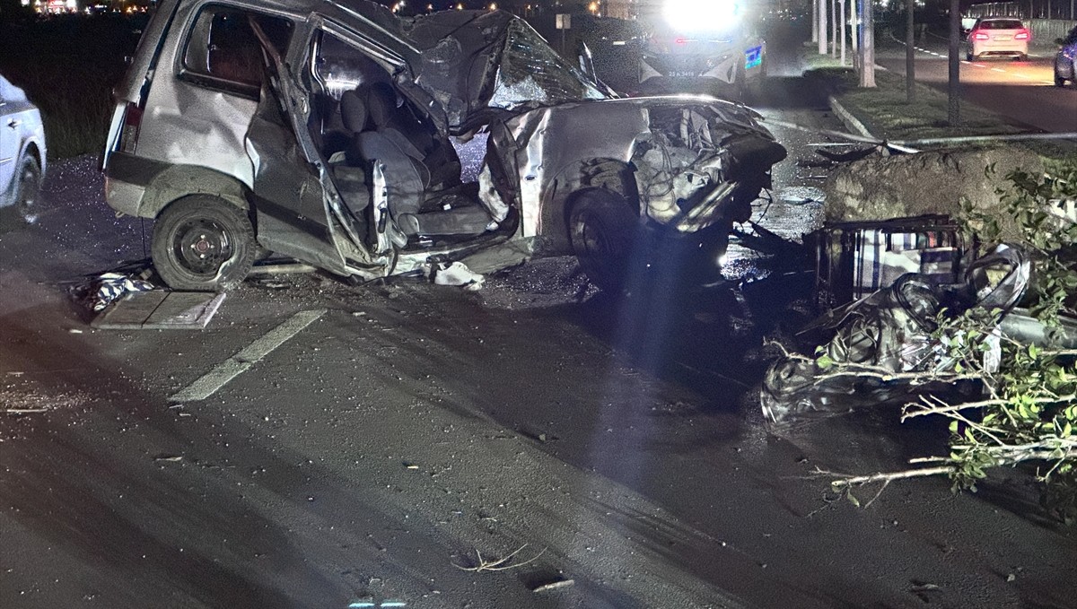 Erzurum'da aydınlatma direğine çarpan araçtaki 1 kişi öldü, 2 kişi yaralandı