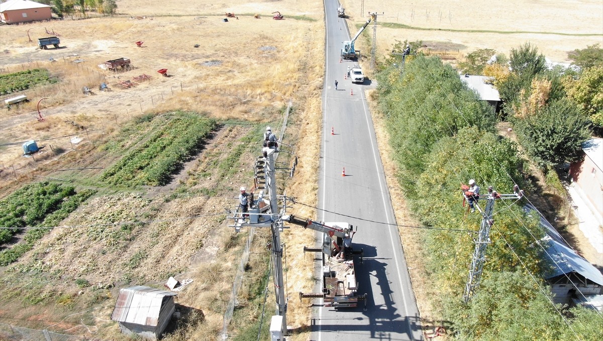 Muş'ta VEDAŞ ekipleri kış öncesi enerji nakil hatlarının bakımını yapıyor