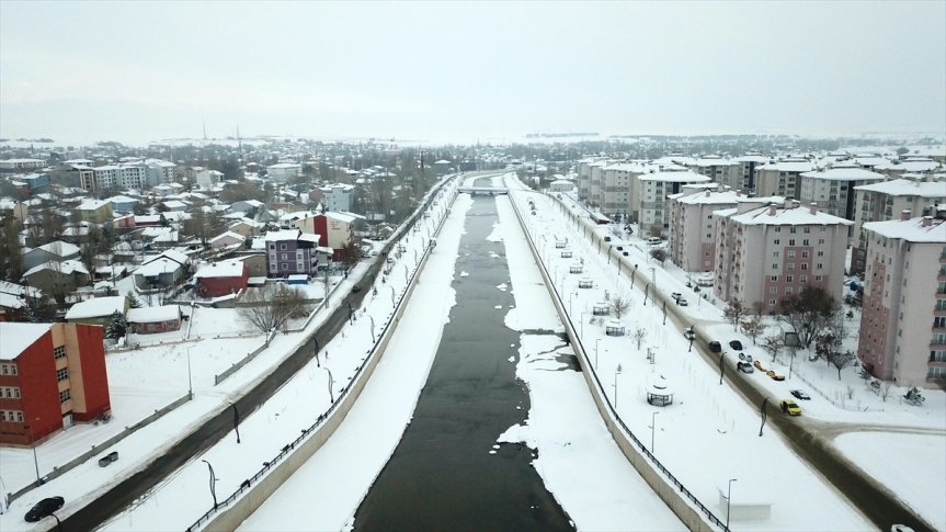 karla görüntülendi kaplanan dronla katlı tek Ağrı