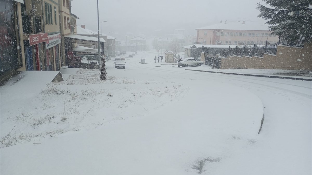 Sivrice ilçesinde kar yağışı etkili oldu