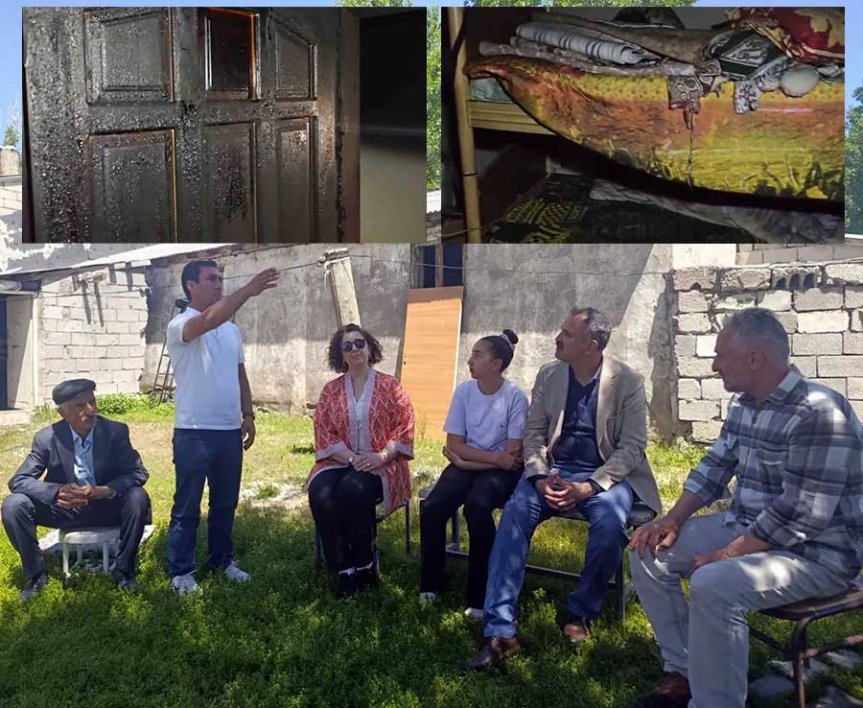 Yangında evi zarar gören aile ziyaret edilerek hasar ve ihtiyaçlar yerinde incelendi.