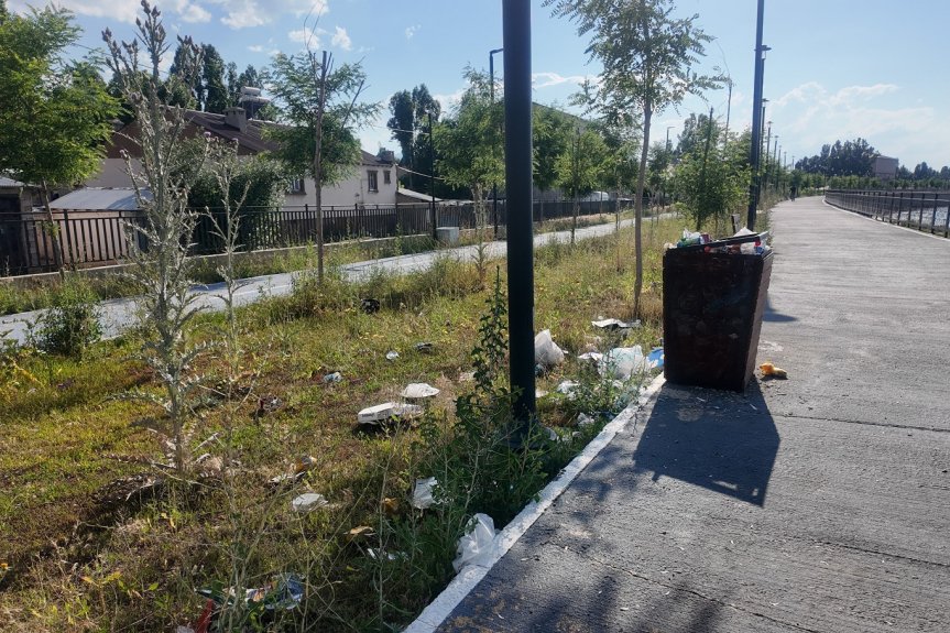 Rekreasyon alanındaki dolu çöp kutusu ve çevreye saçılan atıklar vatandaşların tepkisine neden oldu.