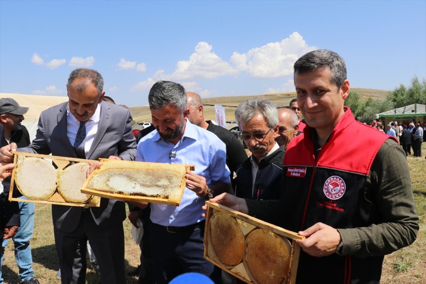 Ağrı'nın Çakıroba köyünde coğrafi işaretli geven balı hasadı sırasında petek ballar incelendi.